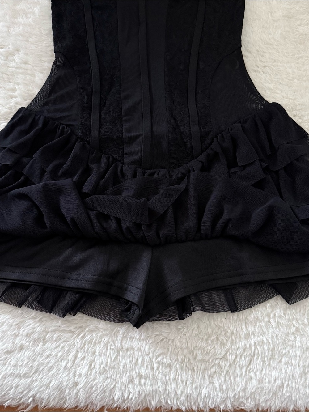 New with tags Dolls Kill black mesh corset dress with shorts underneath size M - Picture 2 of 6